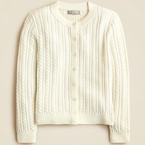 J. Crew Cable-knit crewneck cardigan in merino wool